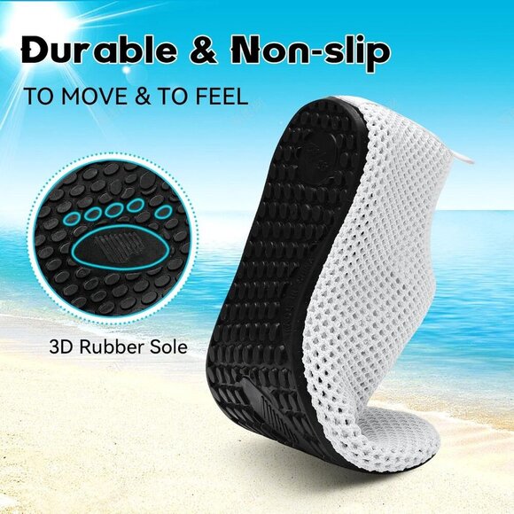 Barefoot Water Shoes Unisex Mesh Slip-On Quick-Dry Non-Slip Beach Sandals - Picture 4 of 6